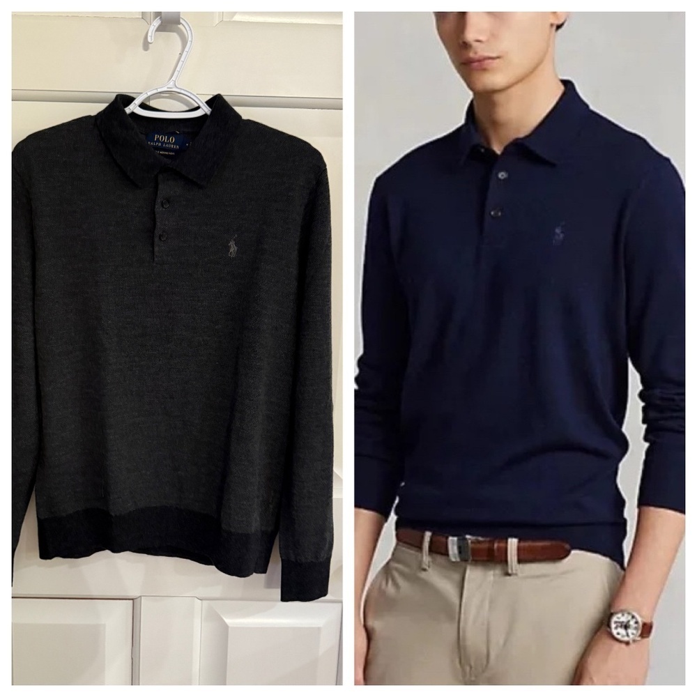 Polo by Ralph Lauren Dark Gray and Navy Knit Polo